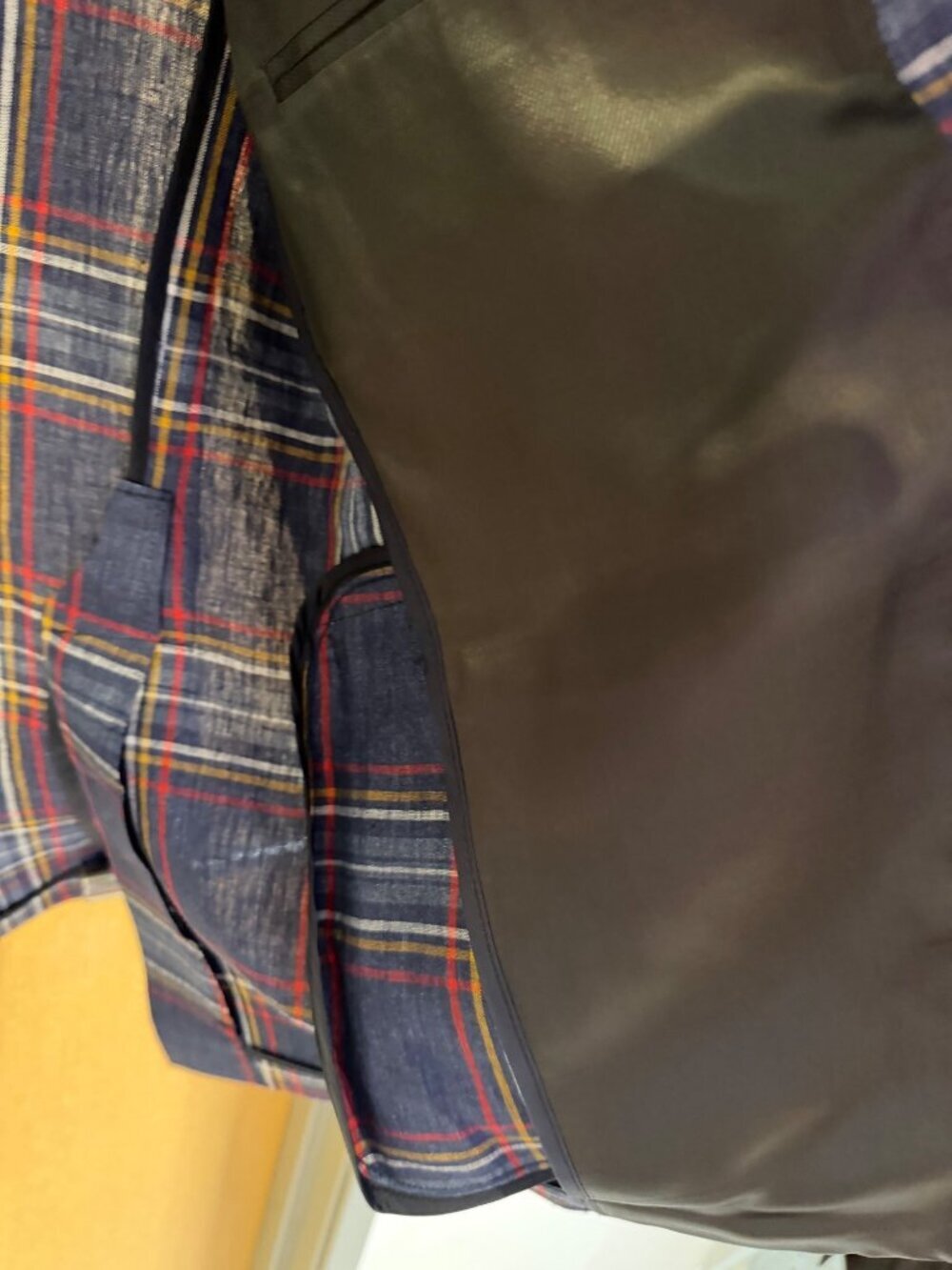 Bullock & Jones Mens Linen Blazer Sport Coat 42 Tall Blue Plaid Notch Classic - Picture 16 of 16
